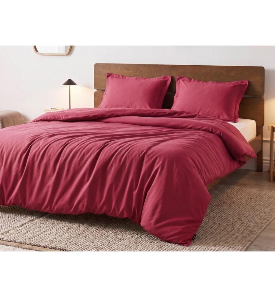 Ensemble de housses de couette PARKROSE Satin de coton 220 x 240 cm Rouge Bordeaux