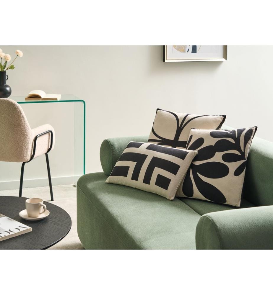 Set of 3 Decorative Cushions AGATHIS Cotton 30 x 50 cm Black/ Beige Abstract Pattern
