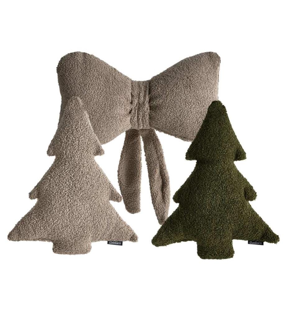 Set di 3 cuscini decorativi WINTERLAND Bouclé 30 x 35 cm 45 x 25 cm Tortora Modello natalizio