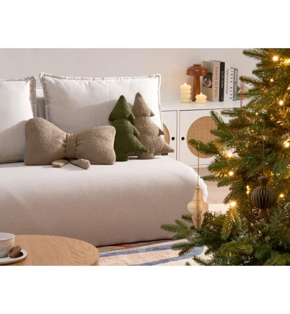Set di 3 cuscini decorativi WINTERLAND Bouclé 30 x 35 cm 45 x 25 cm Tortora Modello natalizio