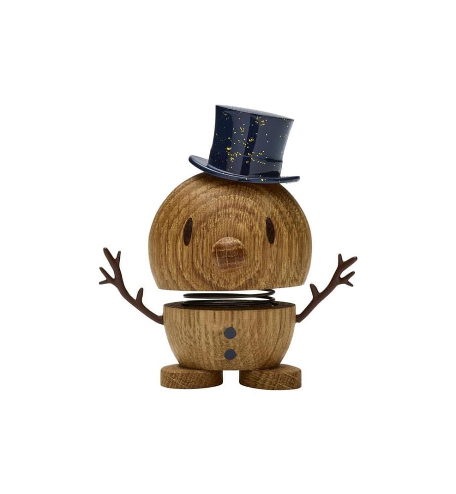 HOPTIMIST - Deko Bumble Schneemann Oak S 7.8 cm, Braun/Schwarz