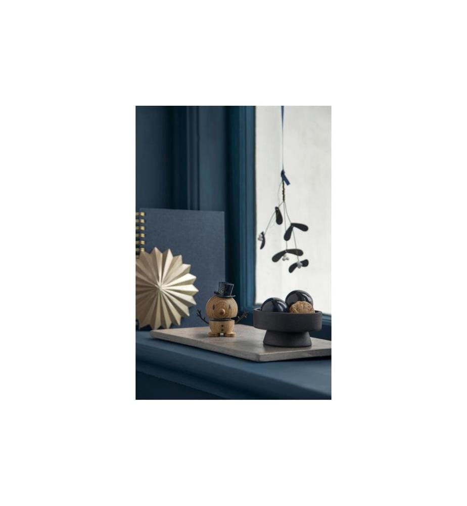 HOPTIMIST - Deko Bumble Schneemann Oak S 7.8 cm, Braun/Schwarz
