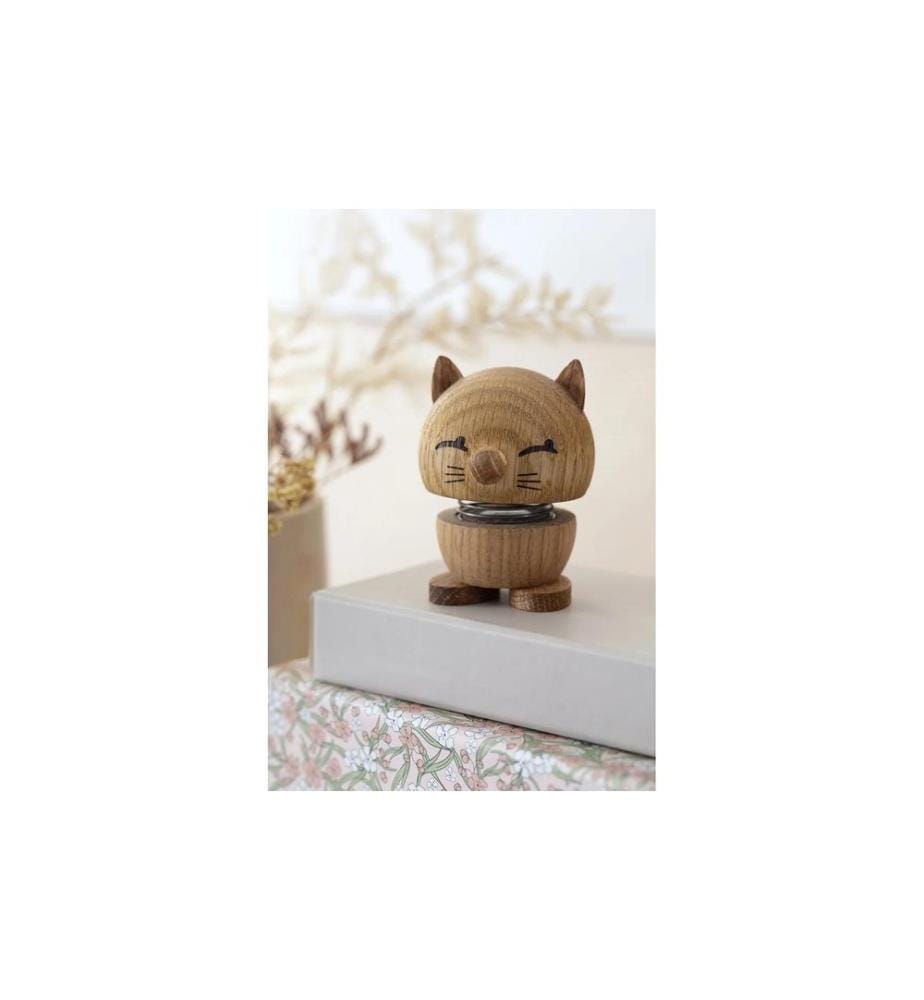 HOPTIMIST - Objet à exposer Bumble chat S, 5.5 x 5.9 x 7.3 cm, chêne