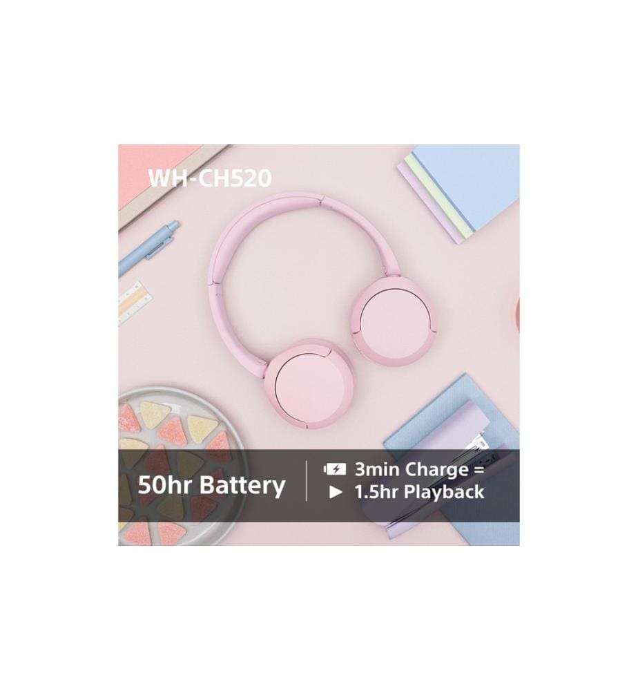 SONY - Casques extra-auriculaires Wireless WH-CH520 Rose