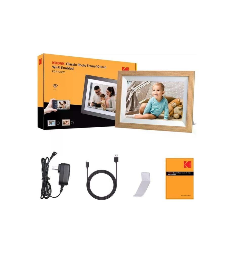 KODAK - Cadre photo numérique RCF-1012W 10 WiFi Brun clair; Blanc