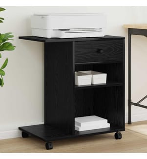 Supporto per stampante con cassetto Quercia nera 60 x 40 x 68,5 cm