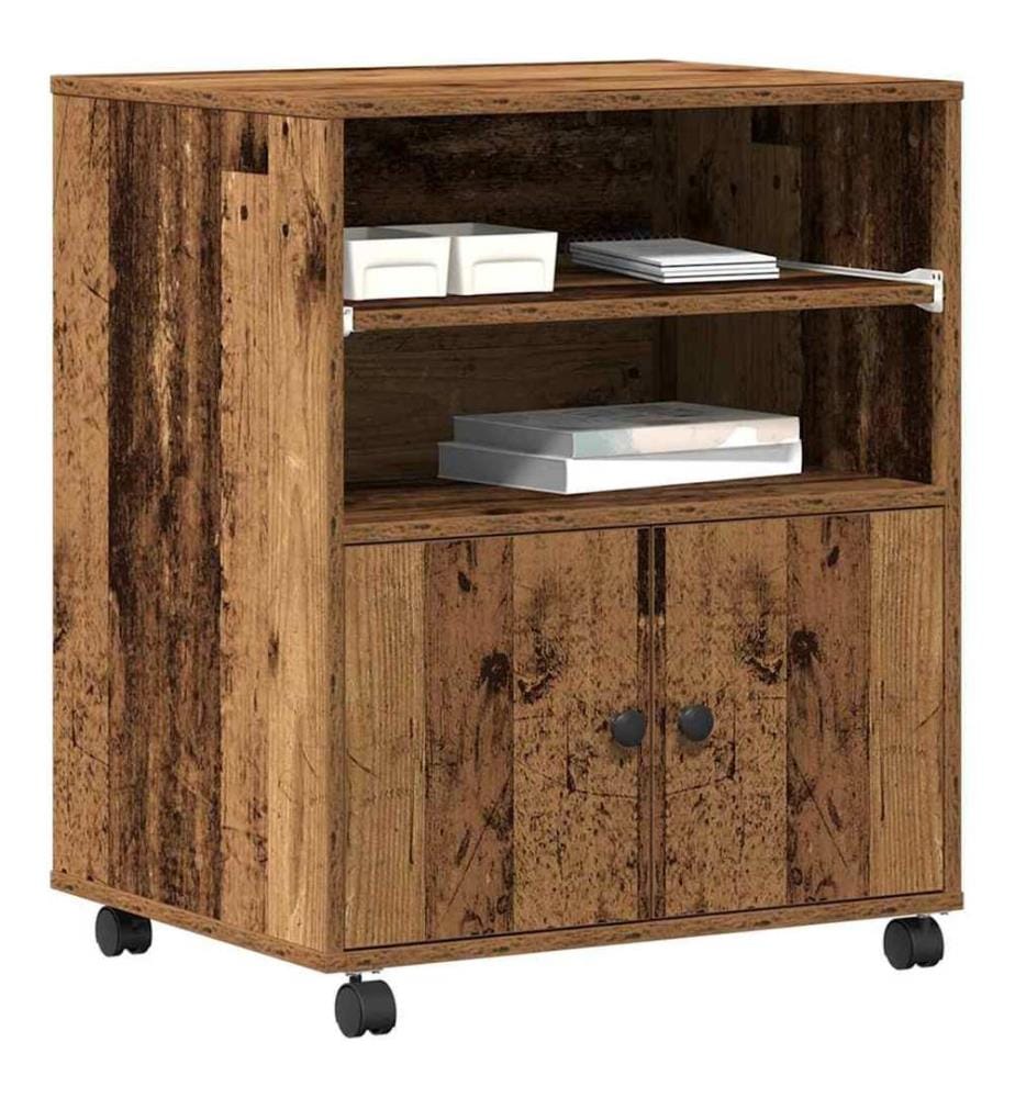 Supporto per stampante con stoccaggio Legno antico 60 x 48 x 74 cm