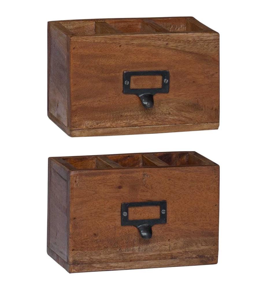 Bleistiftetui Mehrfarbig 18 x 10 x 12 cm Massives Mahagoni Holz