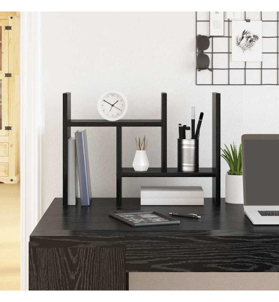 Schreibtisch Organizer Schwarz Eichen-Optik Holzwerkstoff
