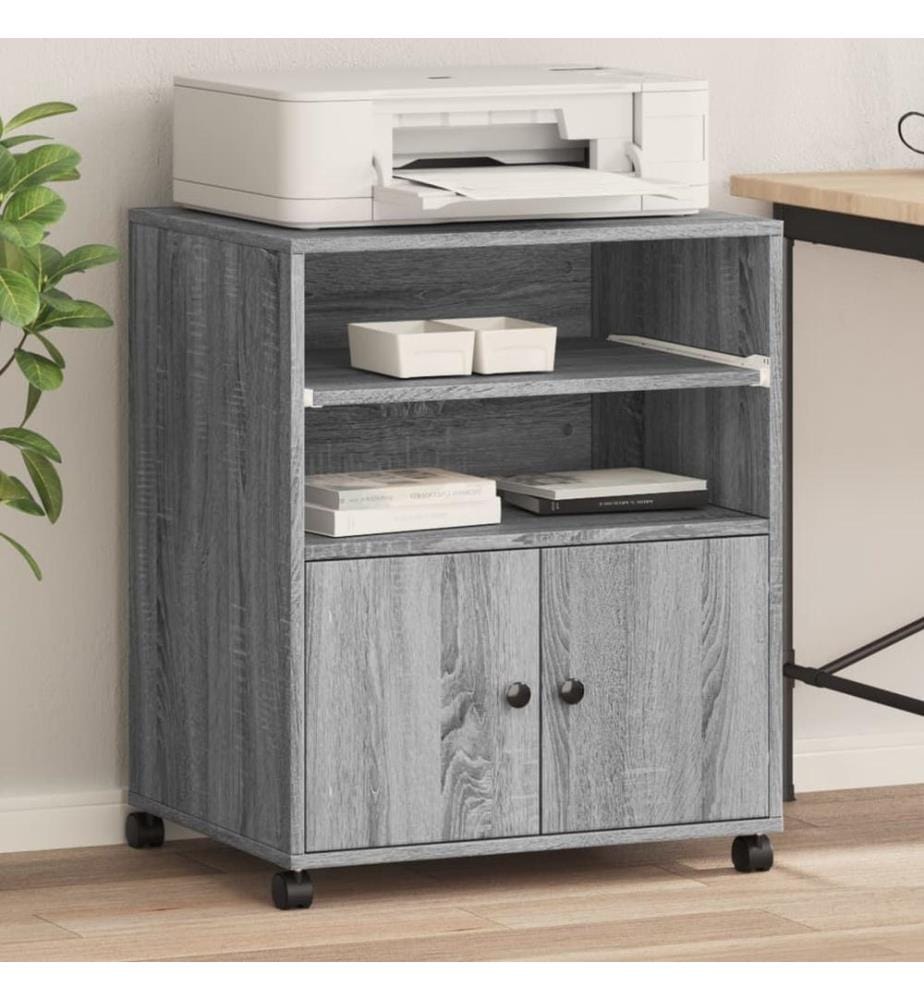 Supporto per stampante con ruote sonoma grigio 60x48x74 cm