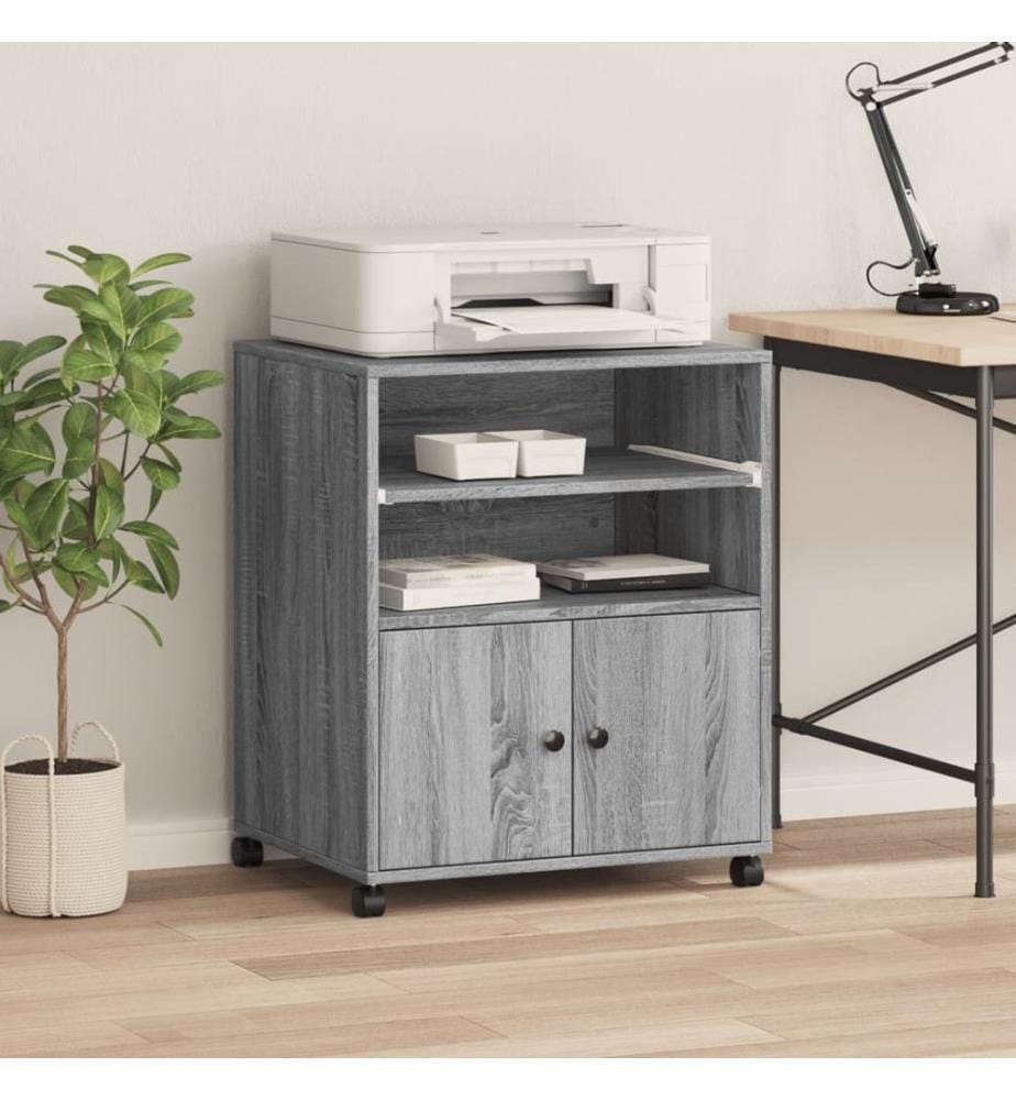 Supporto per stampante con ruote sonoma grigio 60x48x74 cm