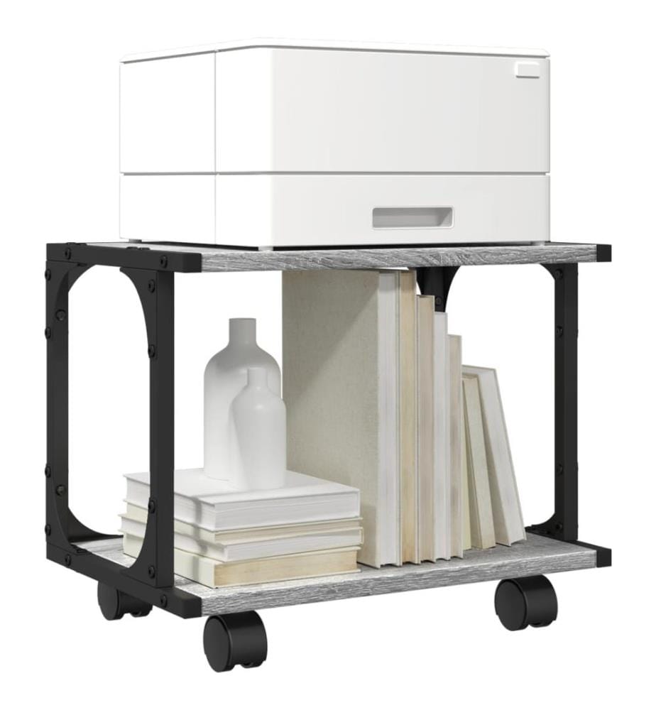 Supporto per stampante a 2 livelli sonoma grigio 41x28x33,5 cm