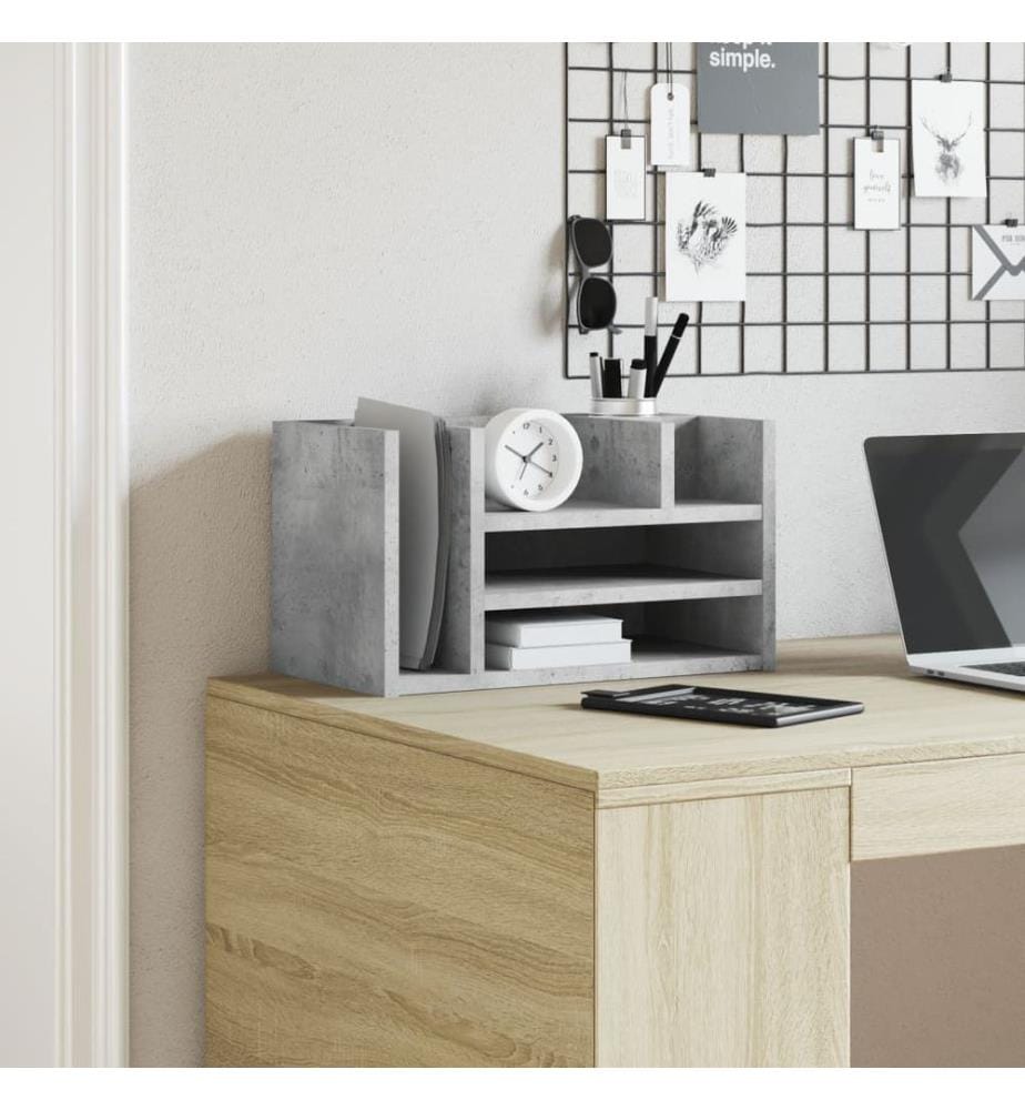Organizzatore da ufficio grigio cemento 44,5x24x25 cm legno ingegnerizzato