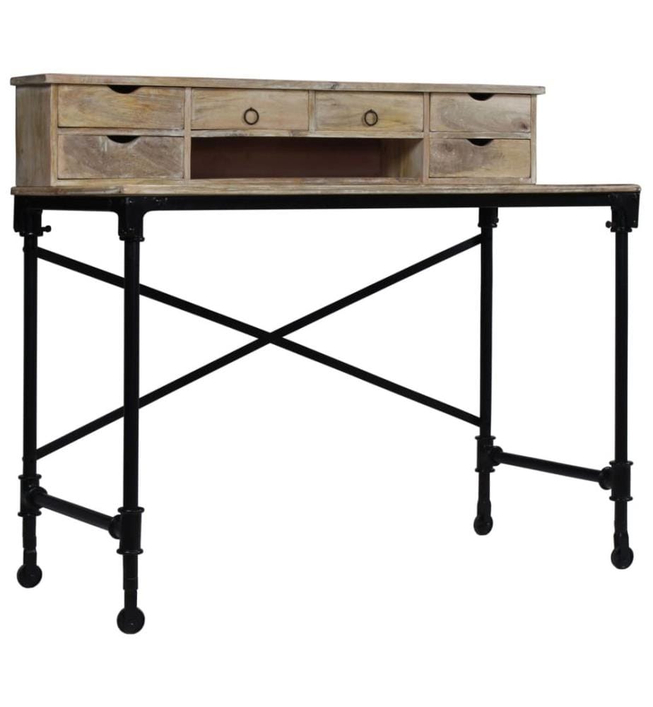 Scrivania Legno massiccio di mango e acciaio 110 x 50 x 96 cm