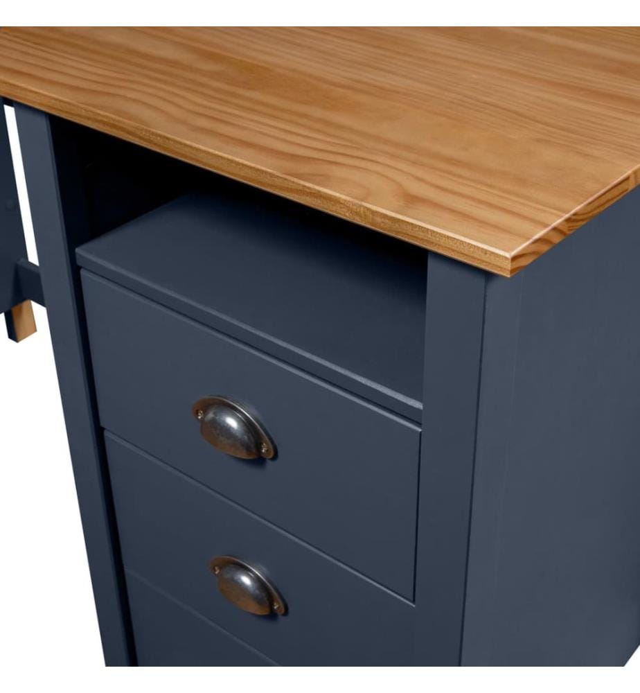 Scrivania Hill Grigio 150x50x74 cm Legno di pino solido