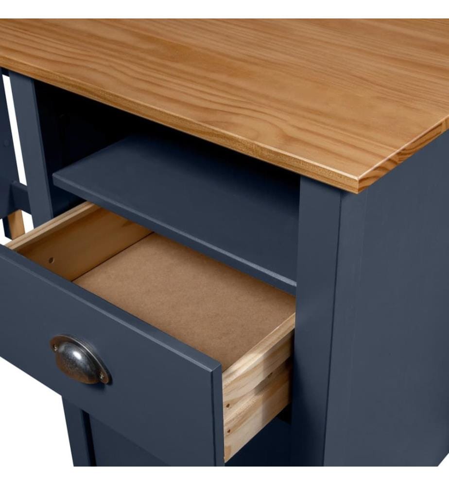 Scrivania Hill Grigio 150x50x74 cm Legno di pino solido