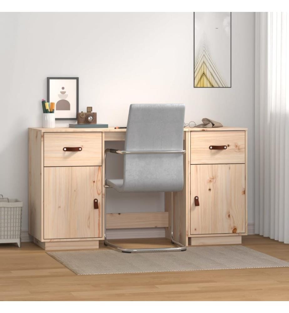 Scrivania con armadi 135x50x75 cm Legno massiccio di pinus