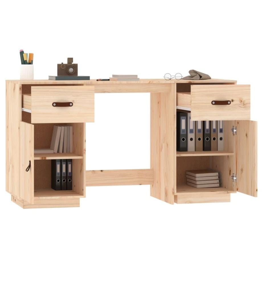 Scrivania con armadi 135x50x75 cm Legno massiccio di pinus