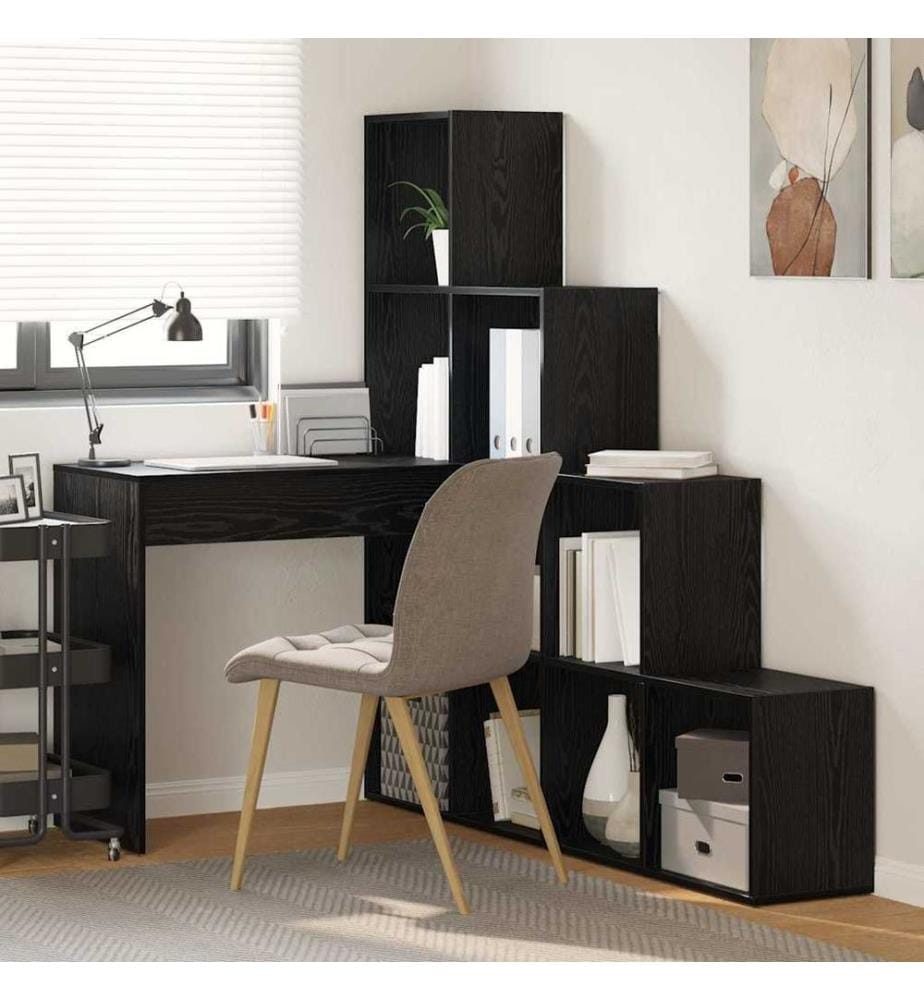 Eck-Schreibtisch Schwarz Eichen-Optik 101,5 x 149,5 x 149,5 cm