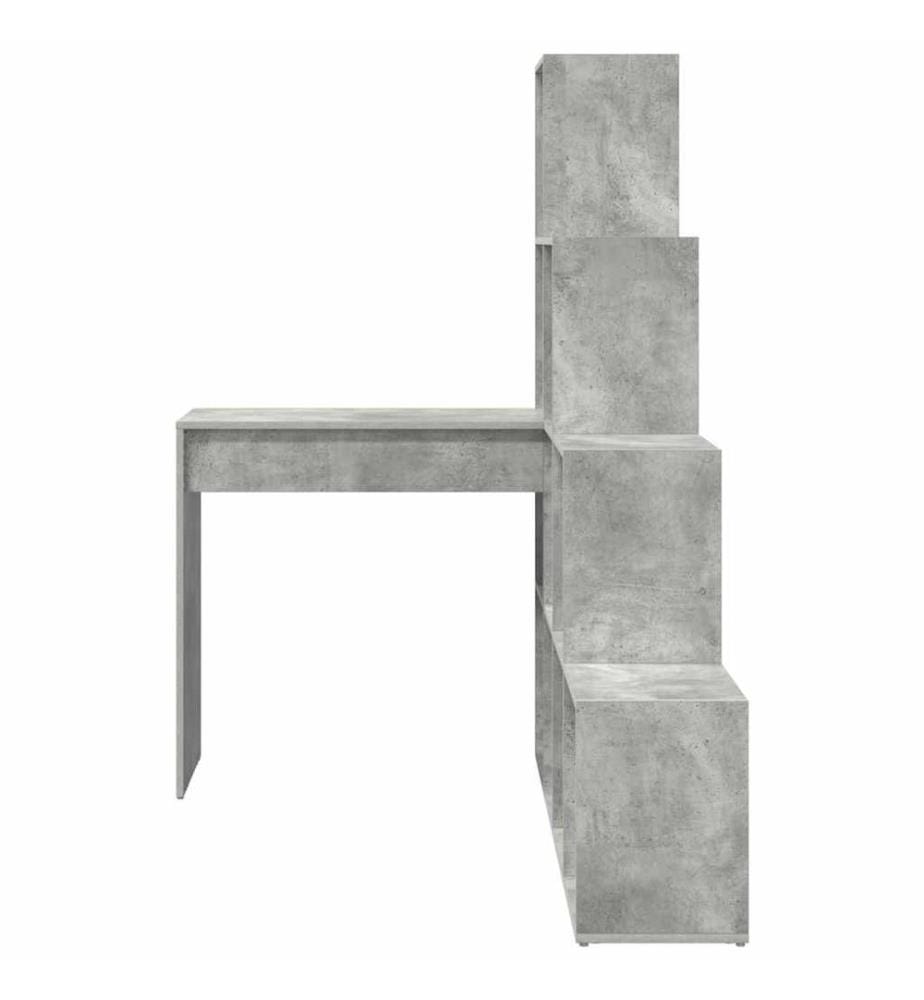 Scrivania d'angolo con scaffale Grigio cemento 101,5 x 149,5 x 149,5 cm