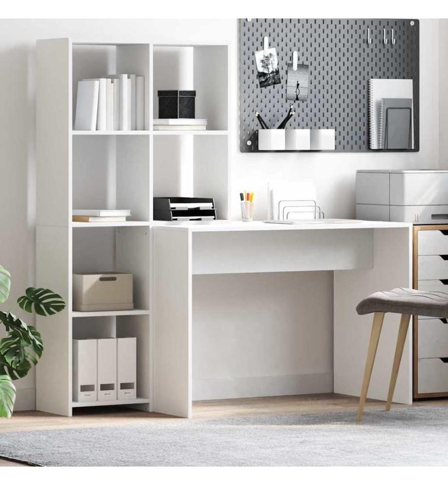 Scrivania con scaffale Bianca 138,5 x 55 x 143 cm Legno ingegnerizzato