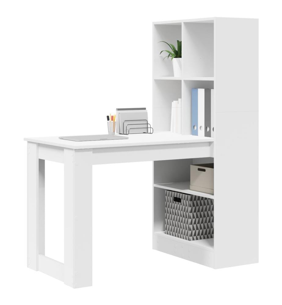 Scrivania con Scaffale Bianco 122 x 67 x 145 cm Legno ingegnerizzato