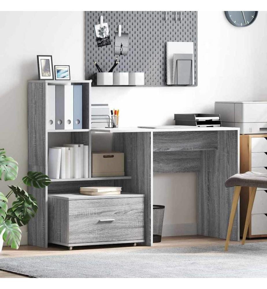 Scrivania Grigio Sonoma 131,5 x 50 x 106,5 cm Legno ingegnerizzato
