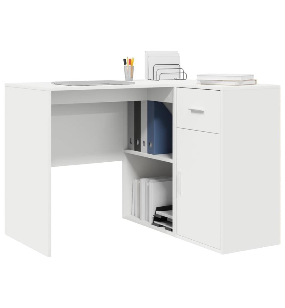 Scrivania d'Angolo con Cassetto Bianco 102 x 88 x 75 cm