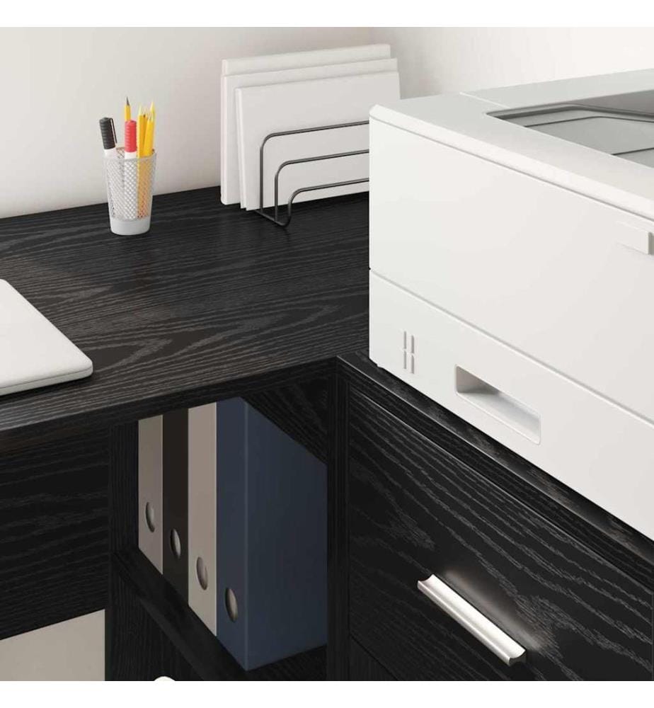 Bureau d'angle avec tiroir Chêne noir 102 x 88 x 75 cm