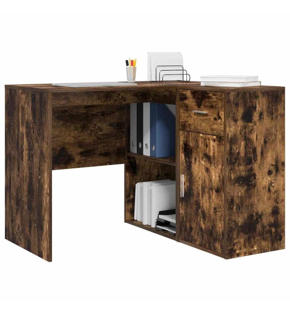 Scrivania d'Angolo con Cassetto Quercia Affumicata 102 x 88 x 75 cm
