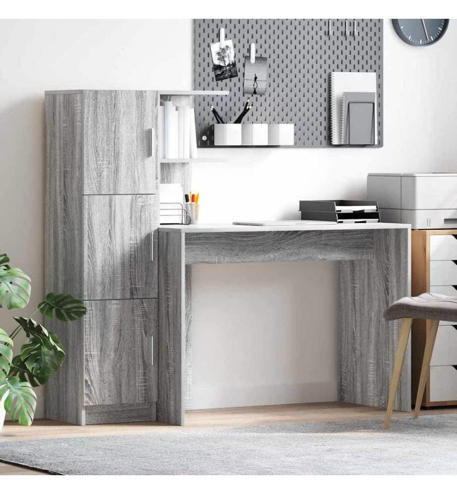 Scrivania 2 pcs Grigio Sonoma