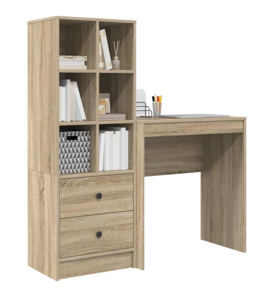 Scrivania con Cassetto con Scaffale 2 pcs Quercia Sonoma