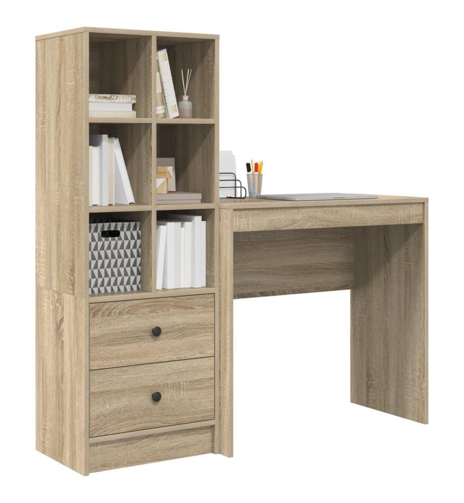 Scrivania con cassetto con scaffale 2 pz Quercia Sonoma