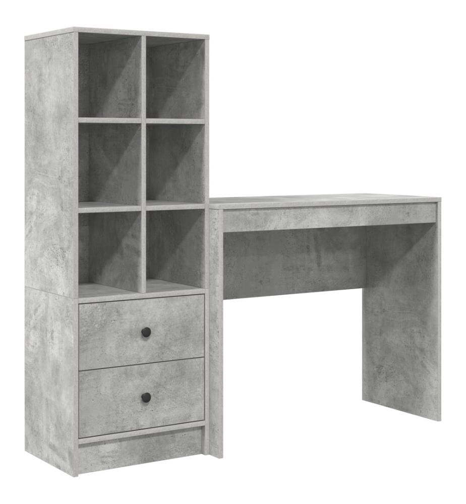 Scrivania con cassetto con scaffale con stoccaggio 2 pz Grigio cemento