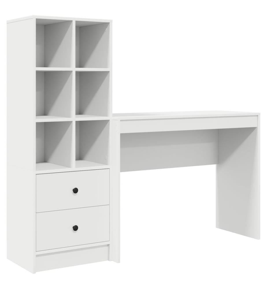 Scrivania con cassetto con scaffale con stoccaggio 2 pz Bianco