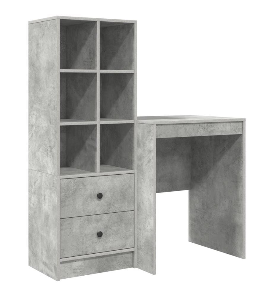 Scrivania con cassetto con scaffale con stoccaggio 2 pz Grigio cemento