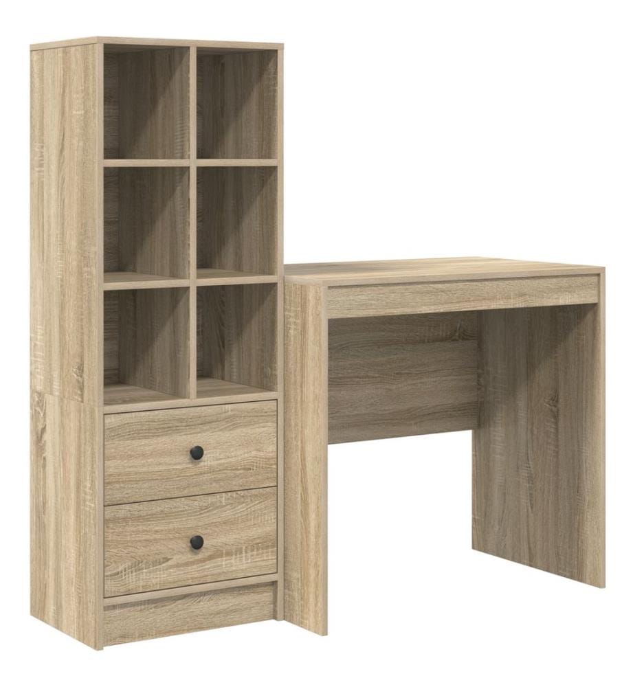 Scrivania con cassetto con scaffale 2 pz Quercia Sonoma