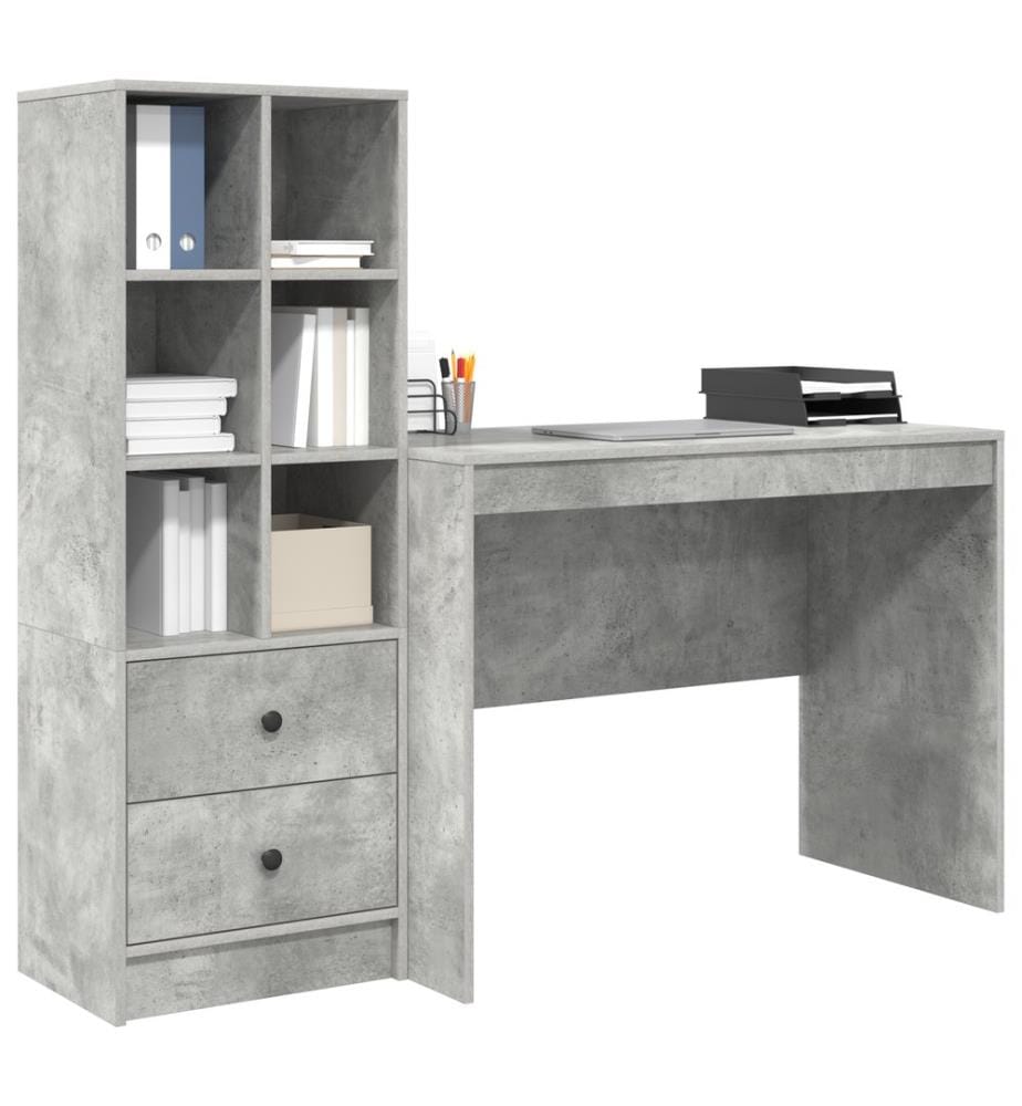 Scrivania con cassetto 2 pz Grigio cemento