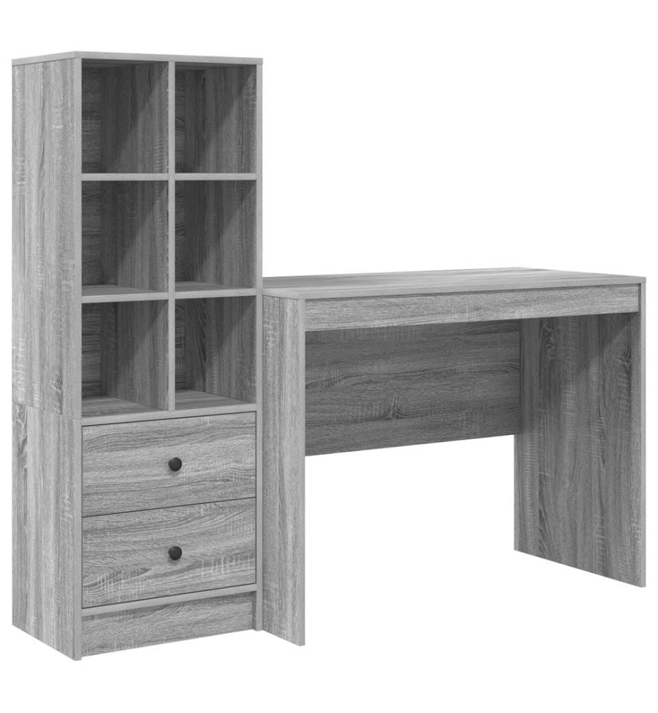 Schreibtisch mit Schubladen 2 pcs Graues Sonoma