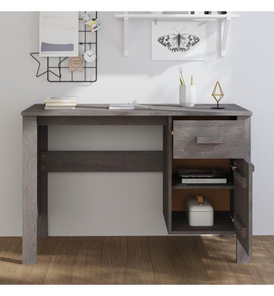 Scrivania HAMAR Grigio chiaro 113x50x75 cm Legno massiccio di pin