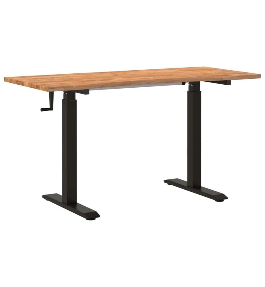 Scrivania Nero e Marrone Chiaro 140 x 60 cm Legno massiccio di quercia