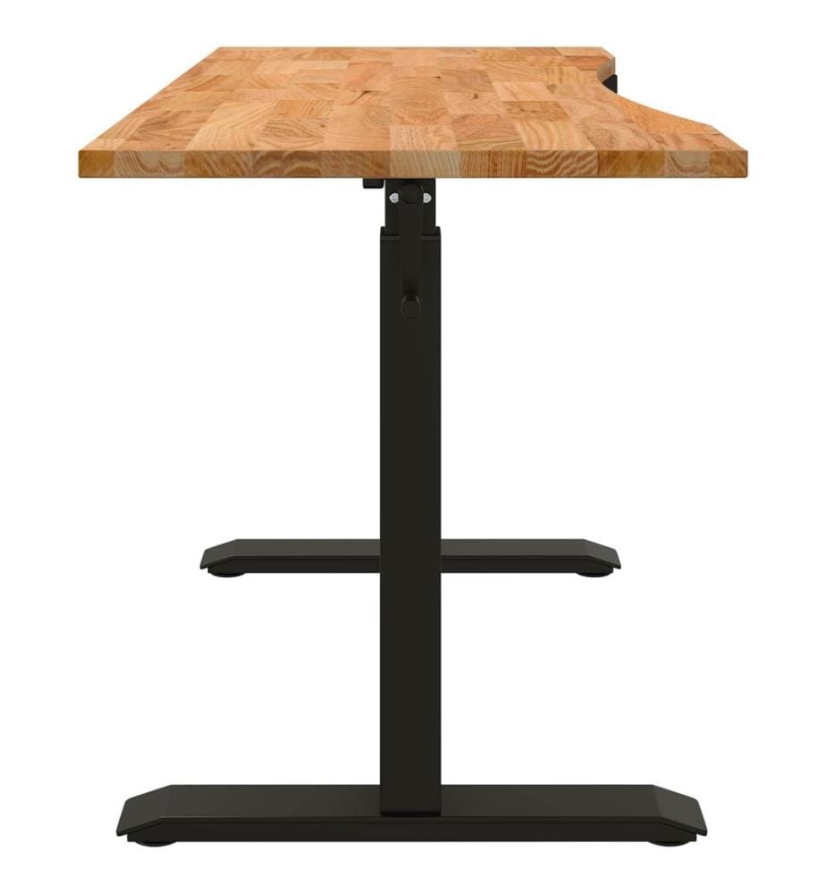 Scrivania Nero e Marrone Chiaro 140 x 60 cm Legno massiccio di quercia