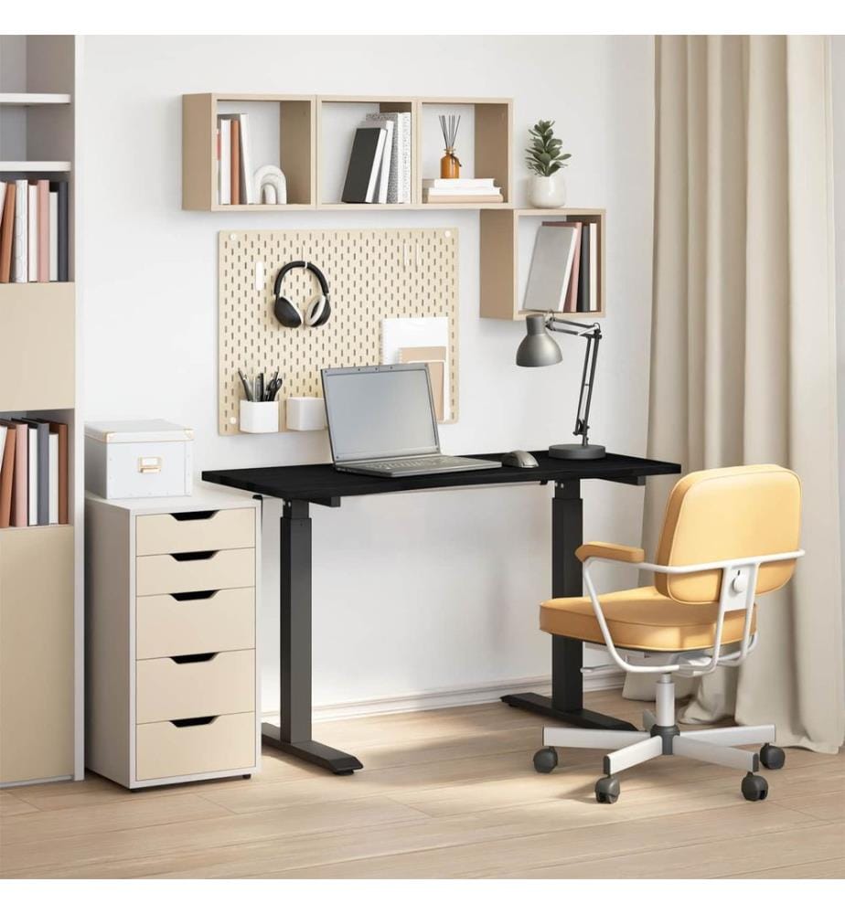 Scrivania Nero e Marrone Scuro 120 x 60 cm Legno massiccio di quercia