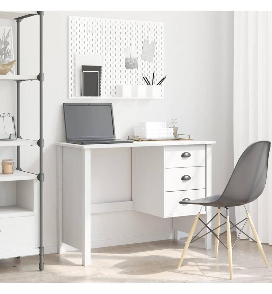 Scrivania con cassetti HILL Bianco 100 x 45 x 74 cm Pino massiccio