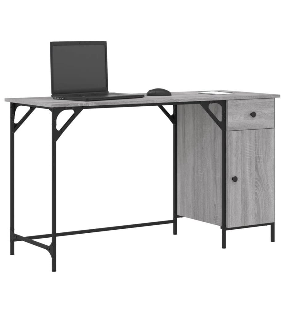 Scrivania per computer sonoma grigio 131x48x75 cm legno di ingegneria