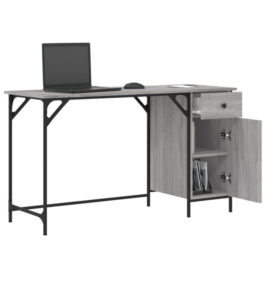 Scrivania per computer sonoma grigio 131x48x75 cm legno di ingegneria
