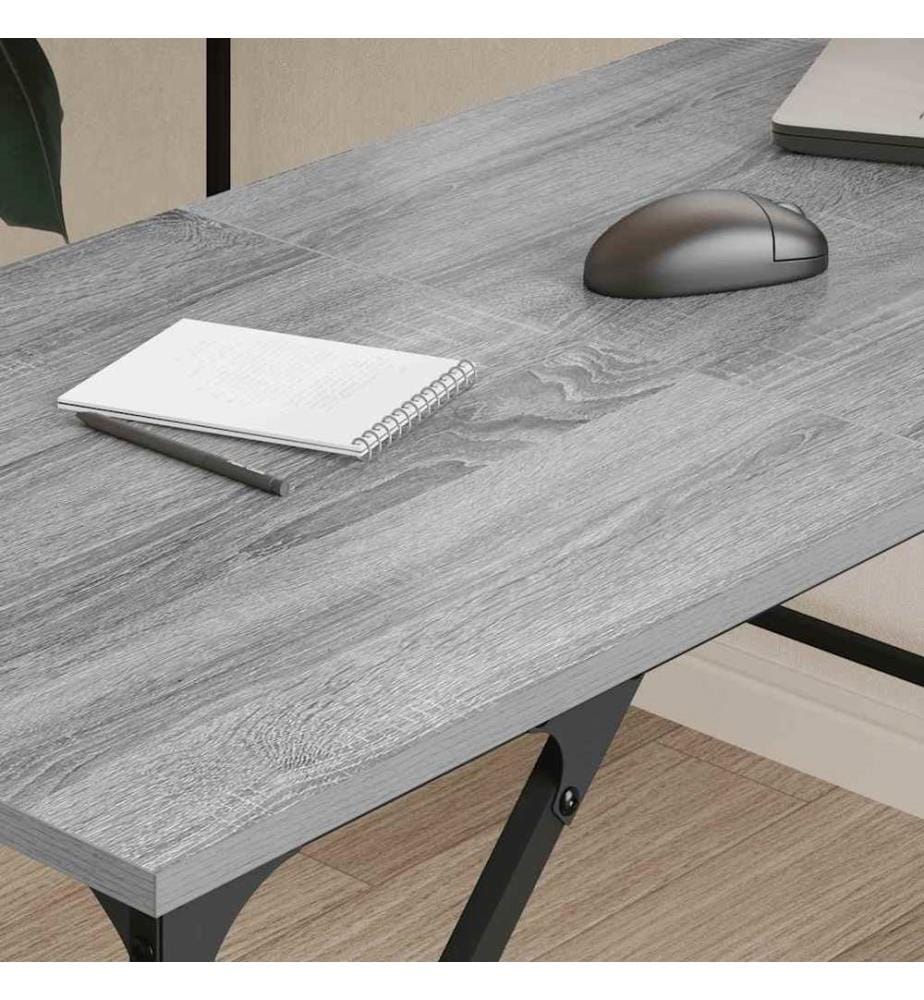 Scrivania sonoma grigio 149x149x75 cm legno di ingegneria
