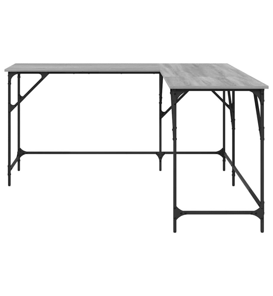 Scrivania sonoma grigio 149x149x75 cm legno di ingegneria