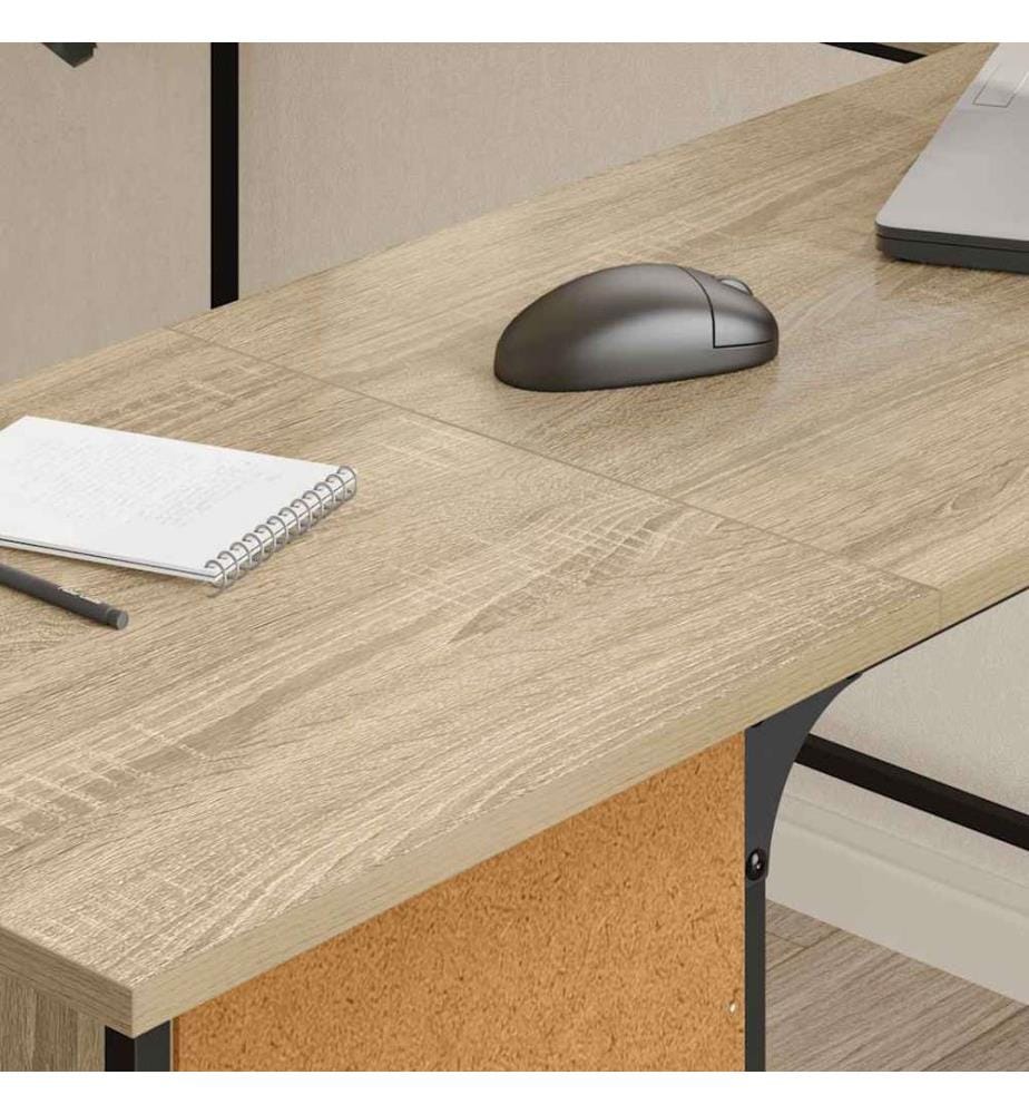 Scrivania quercia sonoma 141x141x75 cm legno di ingegneria