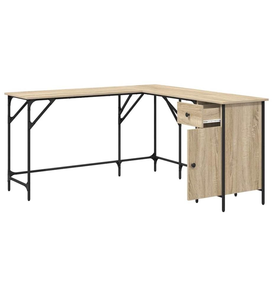 Scrivania quercia sonoma 141x141x75 cm legno di ingegneria